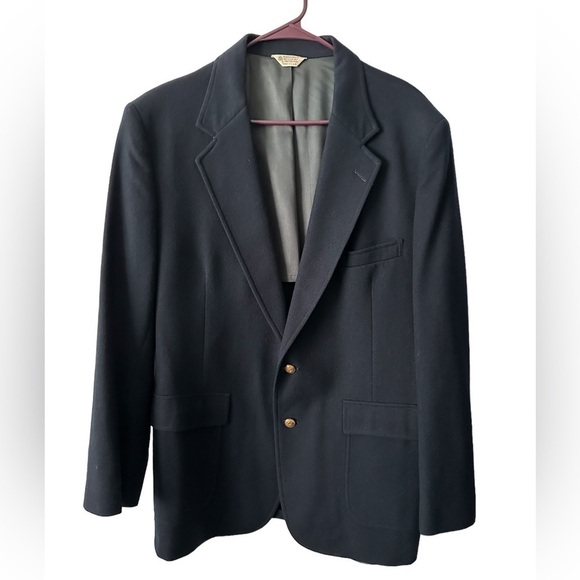 *CLEARANCE* Brookleigh Mens 44R navy blue vintage suit coat 100% wool - Picture 1 of 16